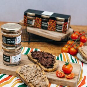 Trio de verrines de Porc Noir de Bigorre AOP  (terrine, rillette, boudin), 3x90 g